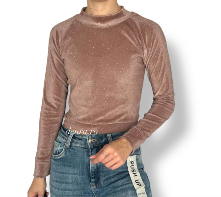 Bluze & Camasi - Bluză catifea sclipici roz