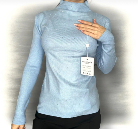 Bluze & Camasi - Bluză tricot fin cu sclipici baby blue