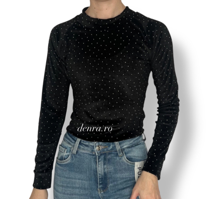 Bluze & Camasi - Bluză catifea cu sclipici black