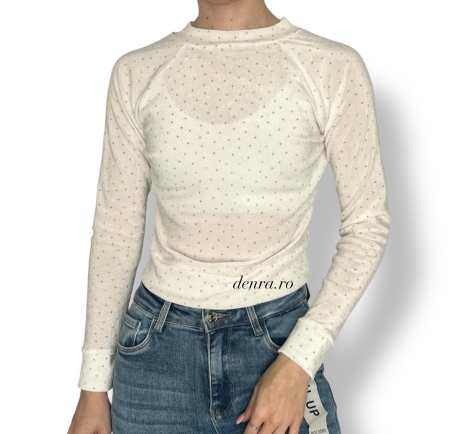 Bluze & Camasi - Bluză catifea sclipici white