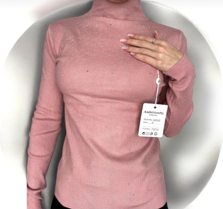 Bluze & Camasi - Bluză din tricot fin cu sclipici roz