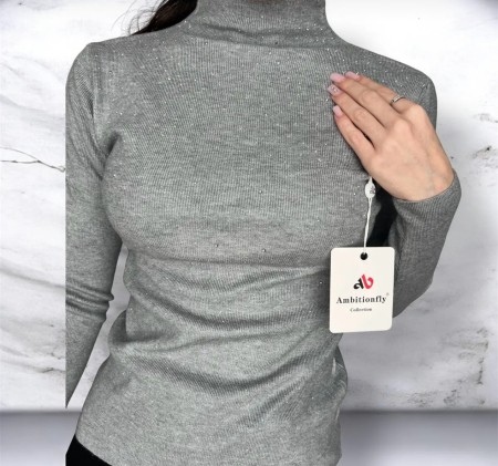 Bluze & Camasi - Bluză din tricot fin cu strasuri gri