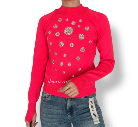 Bluze & Camasi - Bluză tricot Circle sw neon Pink