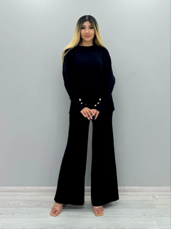 Compleuri & Treninguri - Compleu tricot nasturi negru