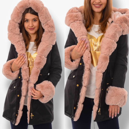 Geci - Geacă Parka cu blană roz