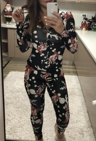 Compleuri & Treninguri - Pijama întreaga tip salopetă reni black