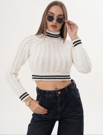 Bluze & Camasi - Pulover scurt alb