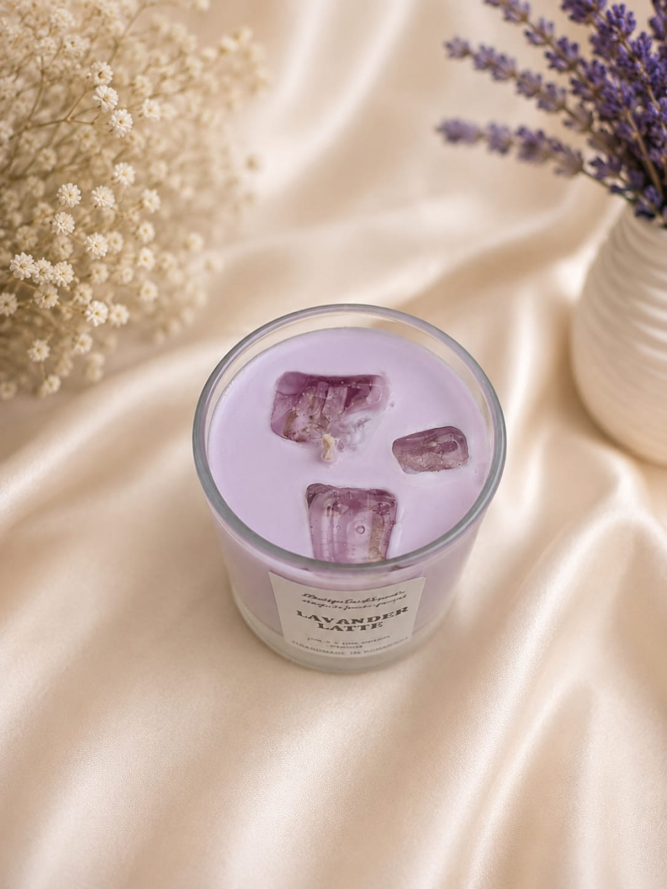 Lumânare parfumată handmade Lavander Latte ceara soia si gel Design Cu Poveste [4]