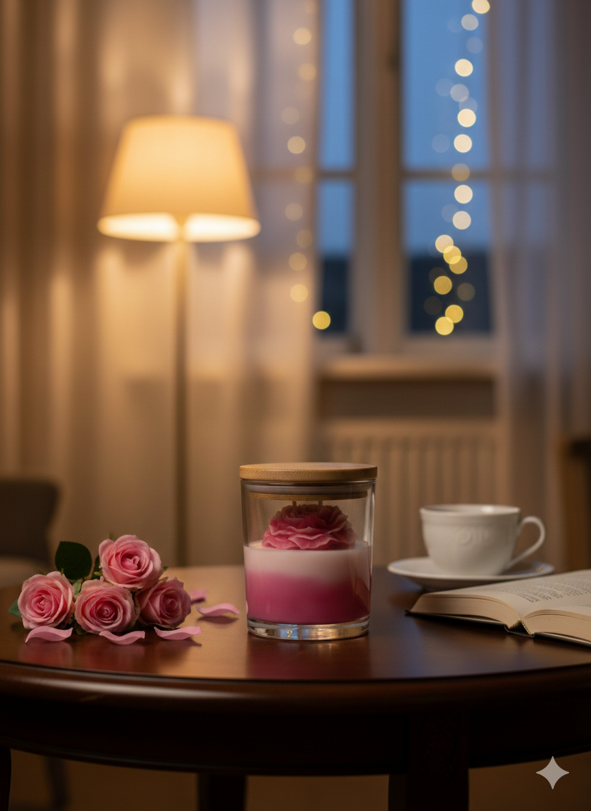 Lumanare parfumata in pahar Bujor Inflorit ceara de soia Magnolia Cherry DesignCuPoveste [2]