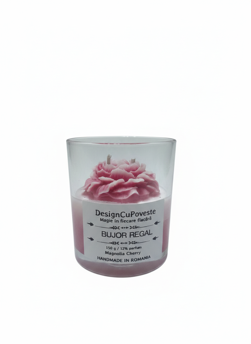 Lumanare parfumata in pahar Bujor Inflorit ceara de soia Magnolia Cherry DesignCuPoveste [9]