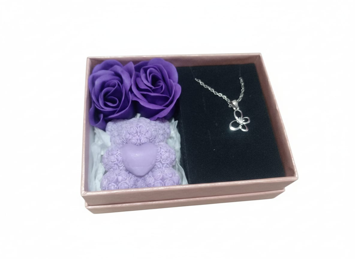 Set cadou deosebit Mystic Butterfly lantisor fluture lumanare ursulet mov [5]