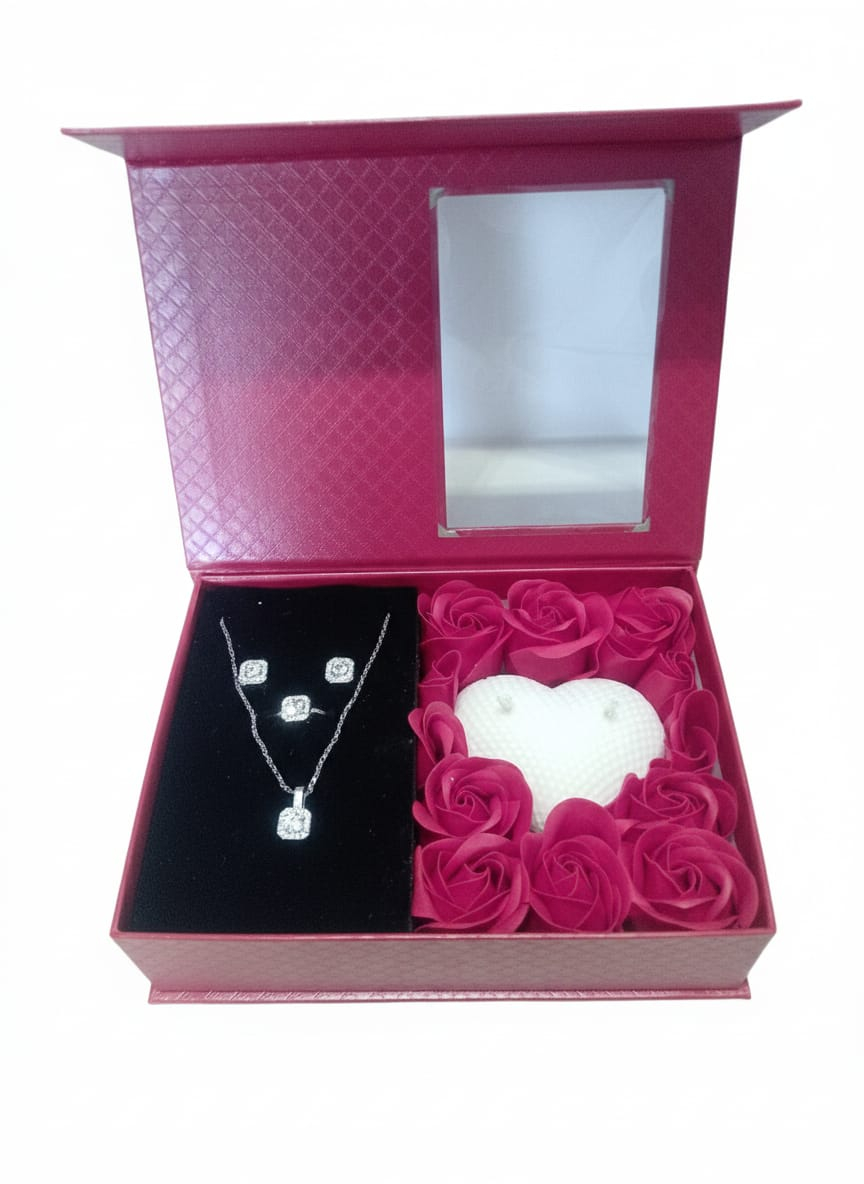 Set cadou Love Forever rosu cu bijuterii 4 piese si lumanare inima [5]