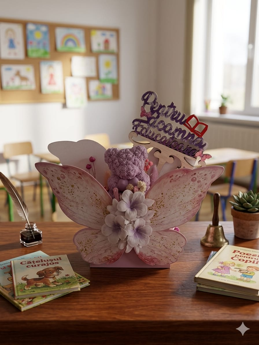 Topper Decorativ din Lemn, Pictat Manual – „Pentru doamna Educatoare” [3]