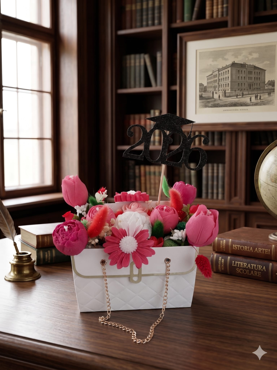 Topper Decorativ pentru Absolvire „Graduation 2026” – Negru cu Sclipici [6]