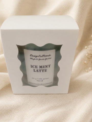 Lumânare artizanală Ice Mint Latte ceară de soia mentă Design Cu Poveste [4]