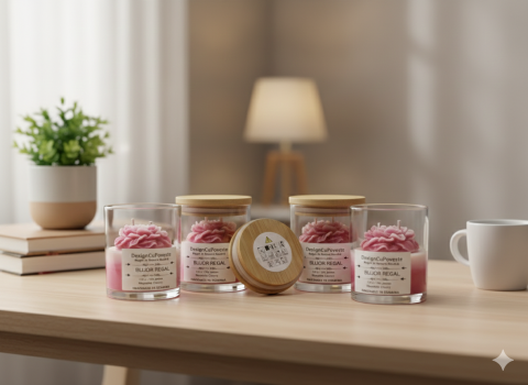 Lumanare parfumata in pahar Bujor Inflorit ceara de soia Magnolia Cherry DesignCuPoveste [5]