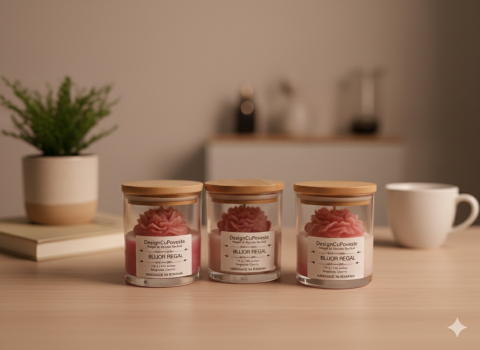 Lumânări Parfumate pentru Răsfăț și Relaxare - Lumanare parfumata in pahar Bujor Inflorit ceara de soia Magnolia Cherry DesignCuPoveste