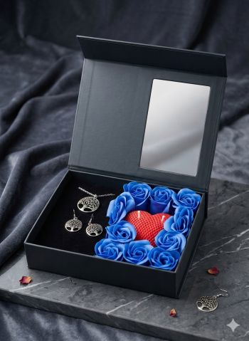 Seturi Cadou & Cutii Răsfăț - Set cadou Love Forever cu lumanare inima si bijuterii inel si bratara Copacul Vietii
