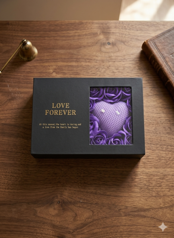 Set cadou Love Forever mov cu lumanare inima parfumata si bijuterii inima argintie 3 piese [1]