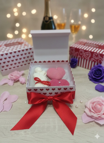 Set cadou lumanari sculpturale Eternity Love cuplu si inimi din ceara de soia handmade [6]