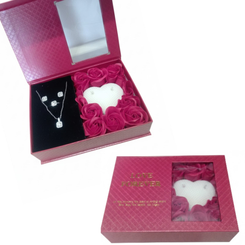 Set cadou Love Forever rosu cu bijuterii 4 piese si lumanare inima [6]