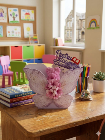 Topper Decorativ din Lemn, Pictat Manual – „Pentru doamna Educatoare” [3]