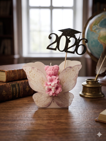 Topper Decorativ pentru Absolvire „Graduation 2026” – Negru cu Sclipici [2]