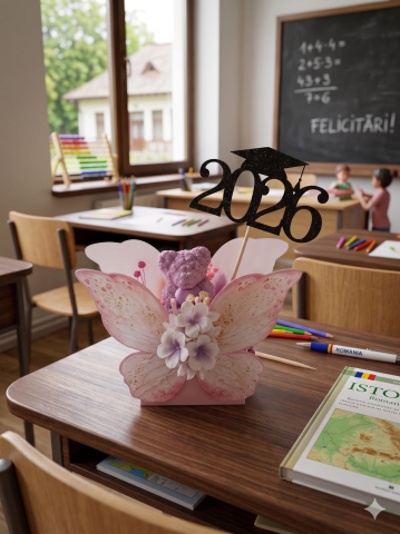 Topper Decorativ pentru Absolvire „Graduation 2026” – Negru cu Sclipici [7]