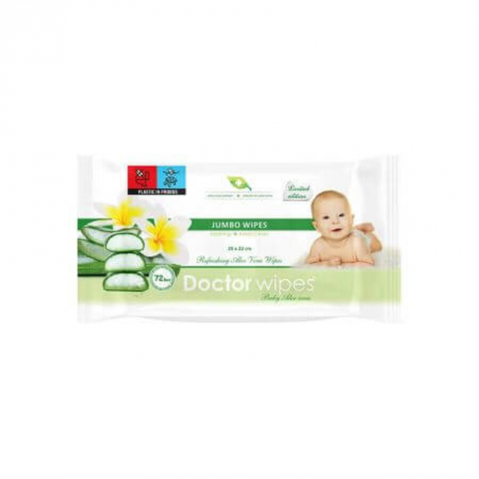 Servetele umede cu aloe vera Jumbo Pack, 72 buc, Doctor Wipes [1]
