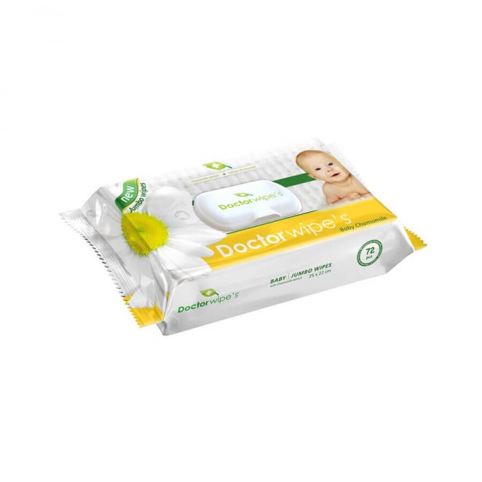 Șervetele umede cu mușețel Jumbo Baby, 72 bucăți, Doctor Wipe's [1]