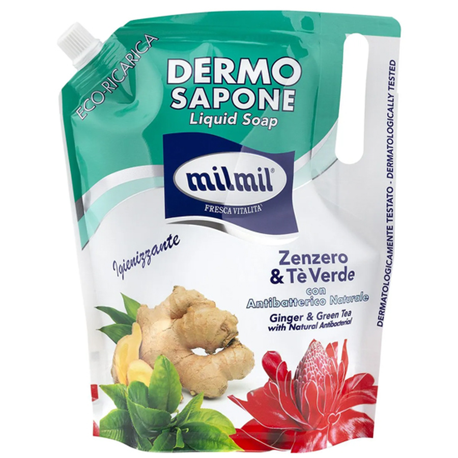 Absorbante si Tampoane - Rezerva sapun lichid cu ghimbir si ceai verde, 900 ml, Milmil