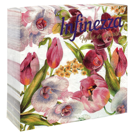 Prosoape de hartie si servetele - Servetele masa Infinezza, Spring Flower, 33x33 cm, 3 straturi, 20 bucati/set