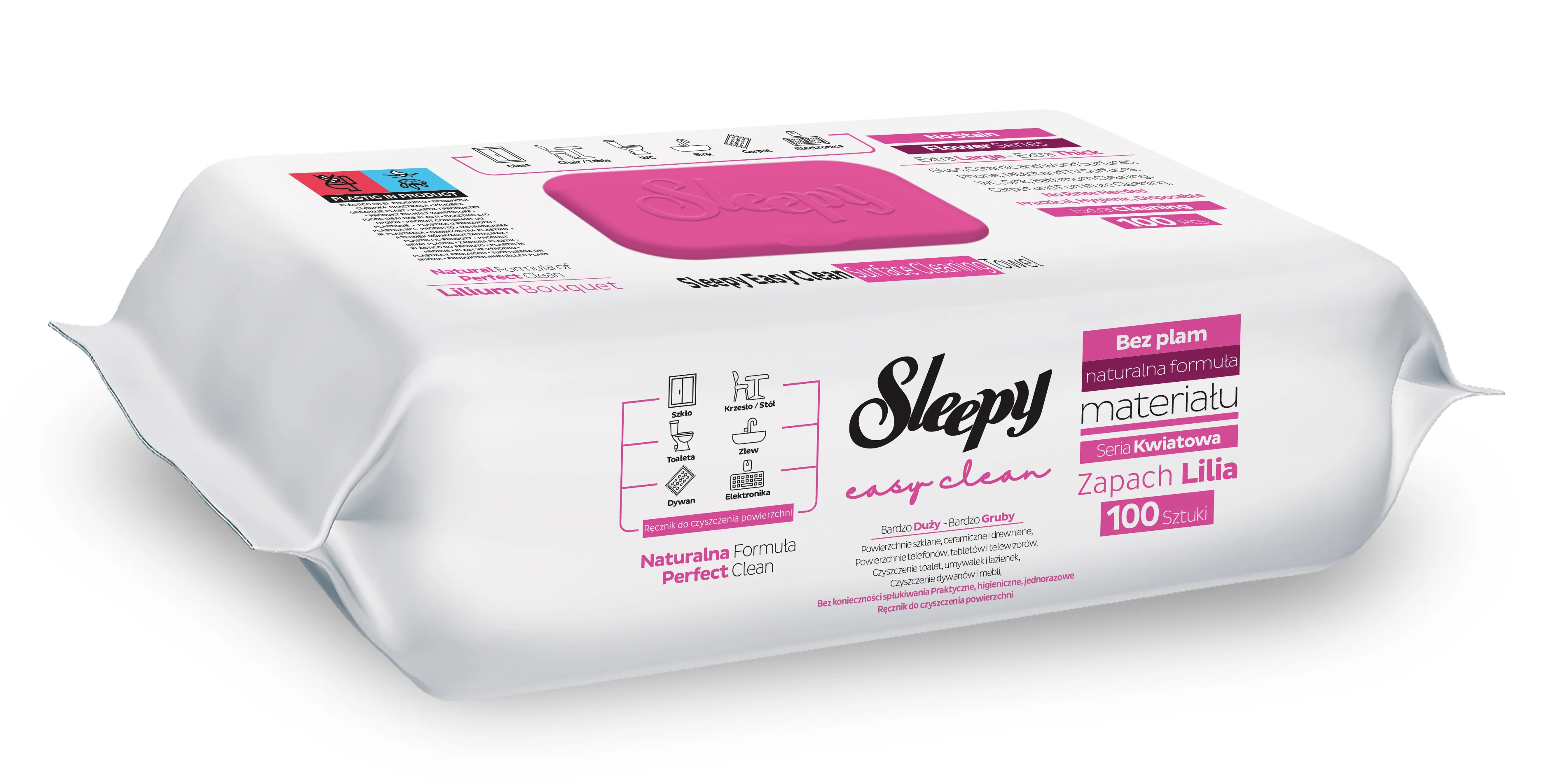 Solutie multisuprafete - Șervețele umede Sleepy Easy Clean Lilium Bouquet multisuprafețe, 100 buc