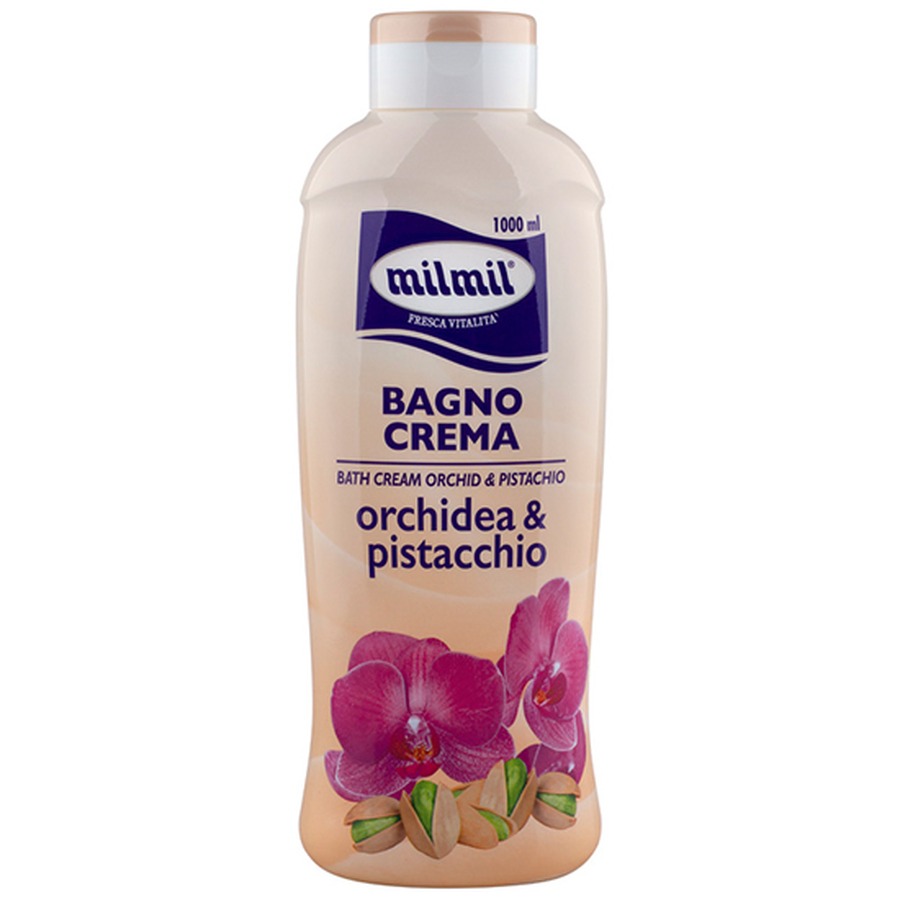 Absorbante si Tampoane - Spumant de baie cu orhidee si fistic Bagno Crema, 1000 ml, Milmil