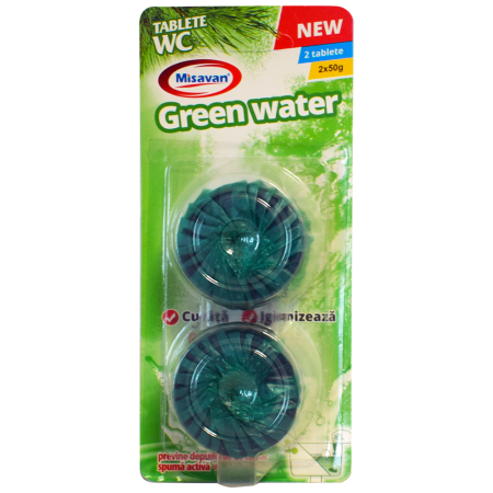 Dezinfectat toaleta - Tablete bazin Wc Misavan Green Water 2x50g