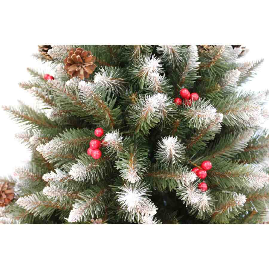 Brad de Craciun artificial, cu conuri si fructe rosii [2]