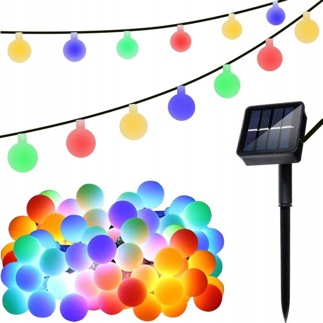 Ghirlanda Magica Luminoasa de exterior cu 50 LED-uri Multicolore, 8 functii si Panou Solar, lungime 6,7 m [4]