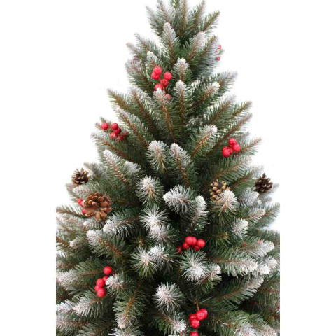 Brad de Craciun artificial, cu conuri si fructe rosii [2]