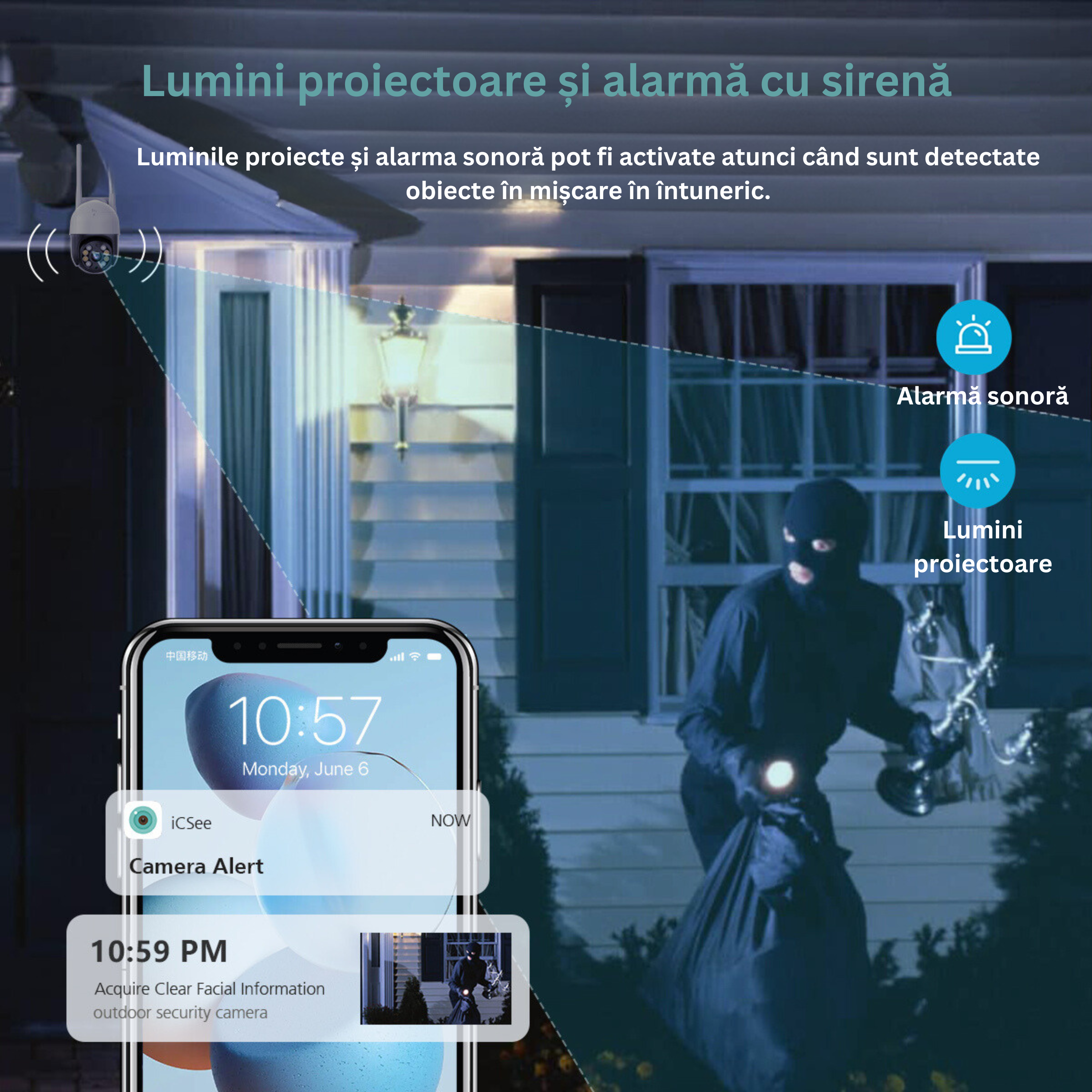 Senzor de mișcare și alarmă integrată