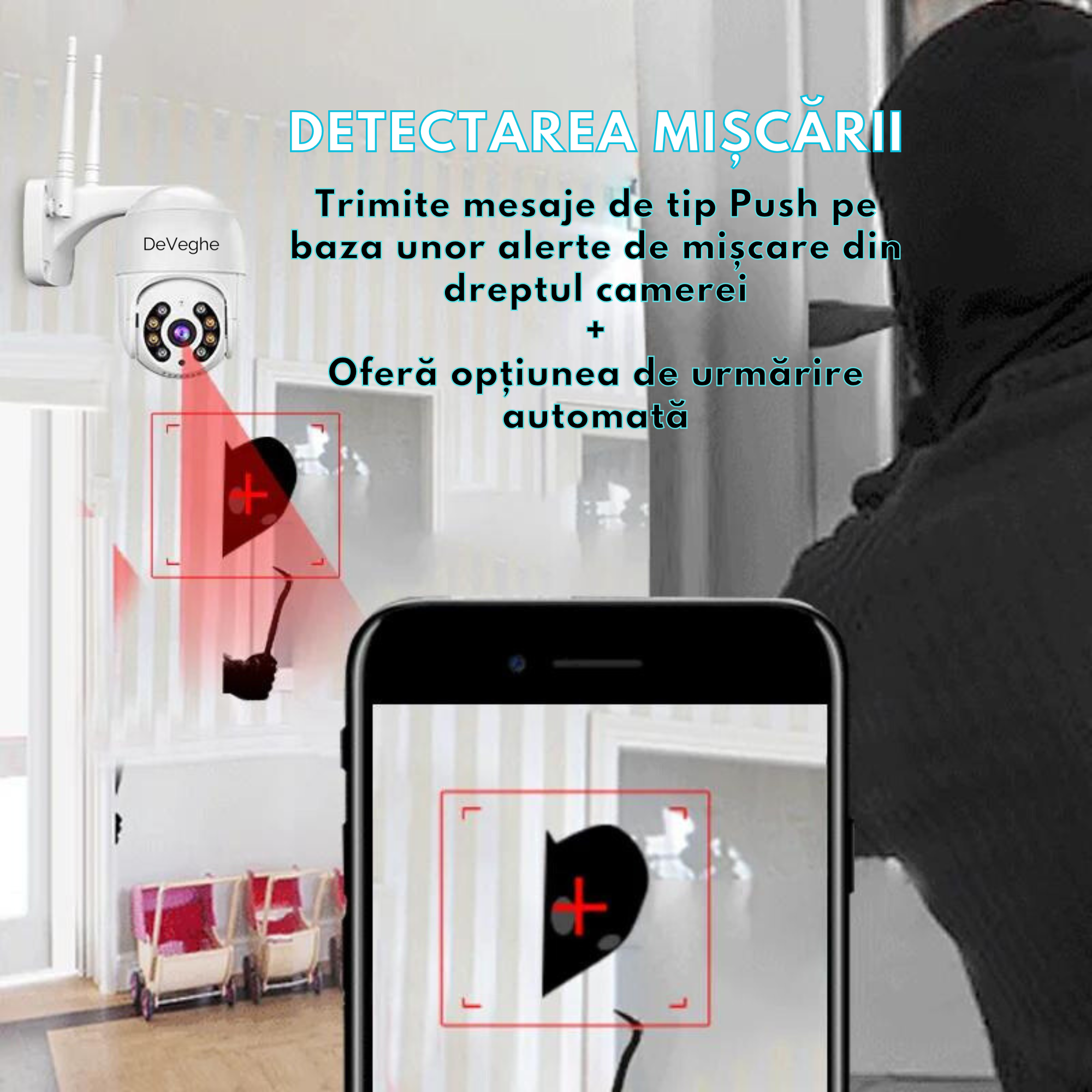 Senzor de mișcare și alarmă integrată