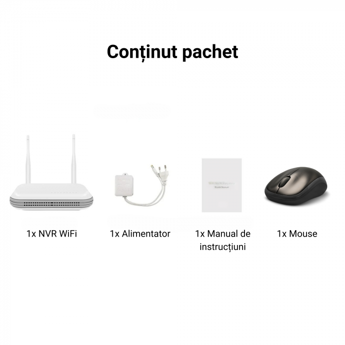 Aparat NVR DeVeghe WiFi cu 8 canale, antena dubla, compatibil ONVIF, Alb [8]