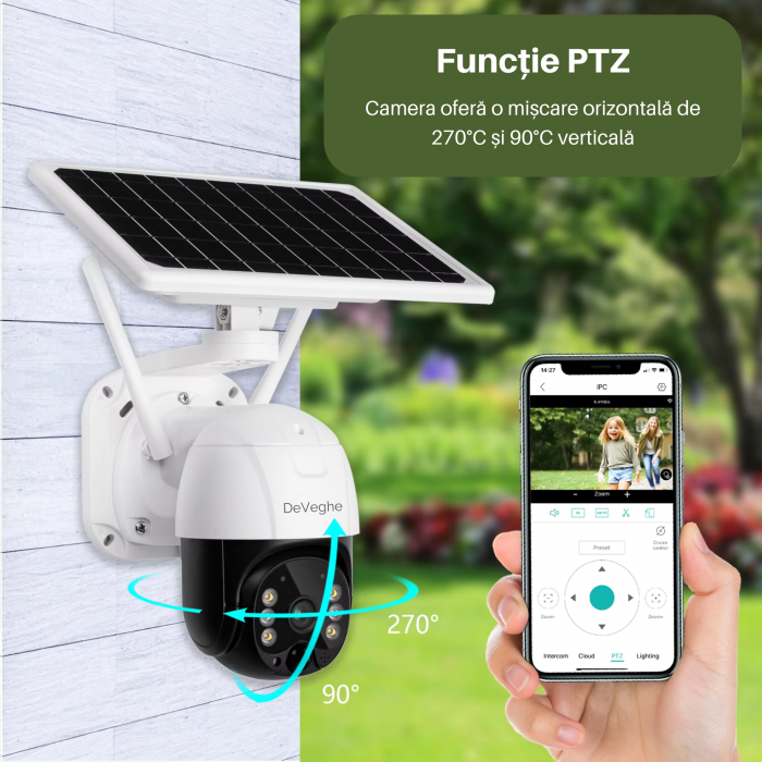 Camera de supraveghere 4G DeVeghe GS10 Pro, 4MP, cu panou solar 9W, baterie 8000mAh [2]