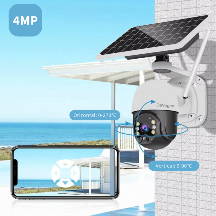Camera de supraveghere 4G DeVeghe GS10 Pro, 4MP, cu panou solar 9W, baterie 8000mAh [7]