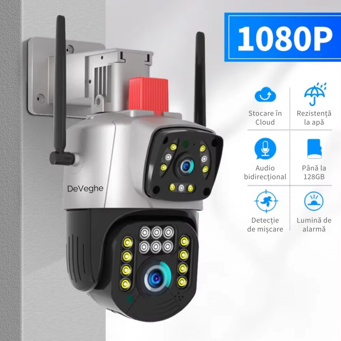 Camera de supraveghere dubla 4G DeVeghe G20 4MP, Full HD, Negru [4]