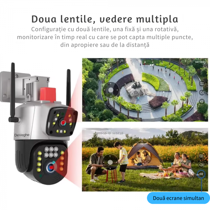 Camera de supraveghere dubla 4G DeVeghe G20 4MP, Full HD, Negru [2]