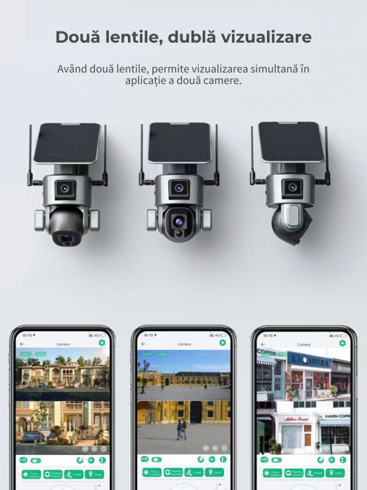 Camera de supraveghere dubla DeVeghe DS20 Ultra, 8MP, cu panou solar 6W, baterie 20000mAh, zoom optic 10x, Negru [7]