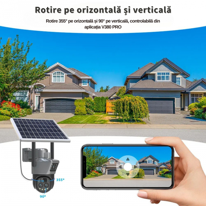 Camera de supraveghere dubla DeVeghe GS30, 9MP, cu dublu panou solar 2x7.5W, baterie 8000mAh, zoom optic 10x, Negru [5]