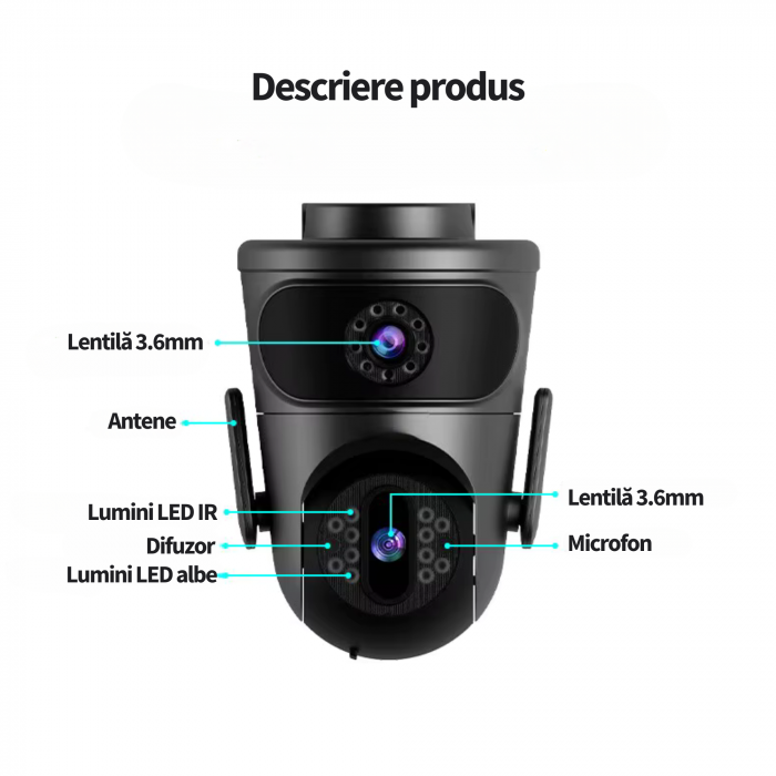Camera de supraveghere dubla WiFi DeVeghe E20 8MP, Full HD, Negru [2]