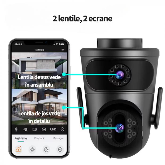 Camera de supraveghere dubla WiFi DeVeghe E20 8MP, Full HD, Negru [3]