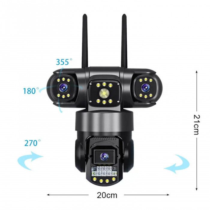 Camera de supraveghere tripla WiFi DeVeghe CT10 9MP, Full HD, cu brate actionabile manual [9]
